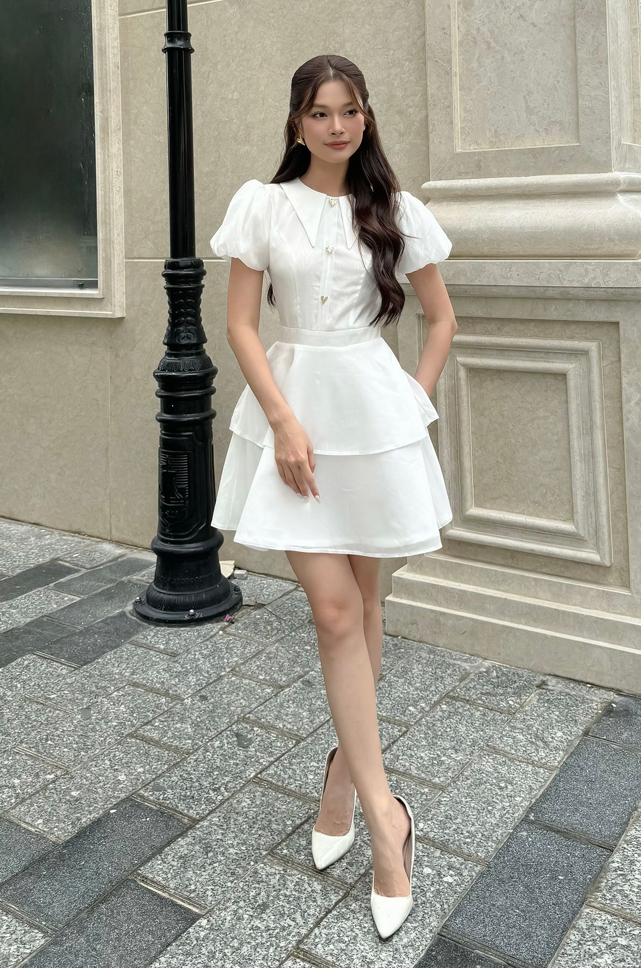 Đầm xòe ngắn phối tùng 2 tầng - D3634