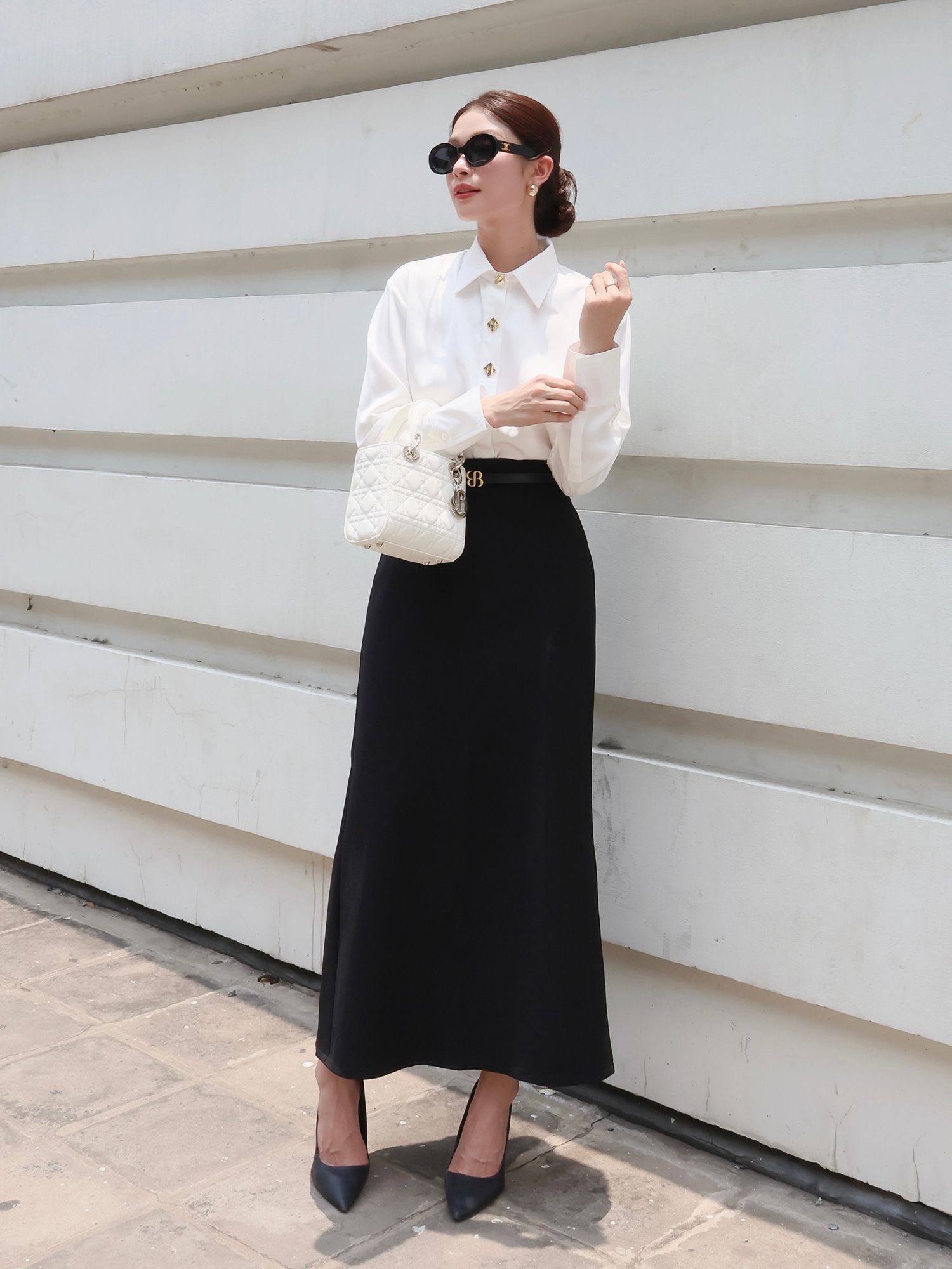 Áo sơ mi công sở lụa tay dài A4408H