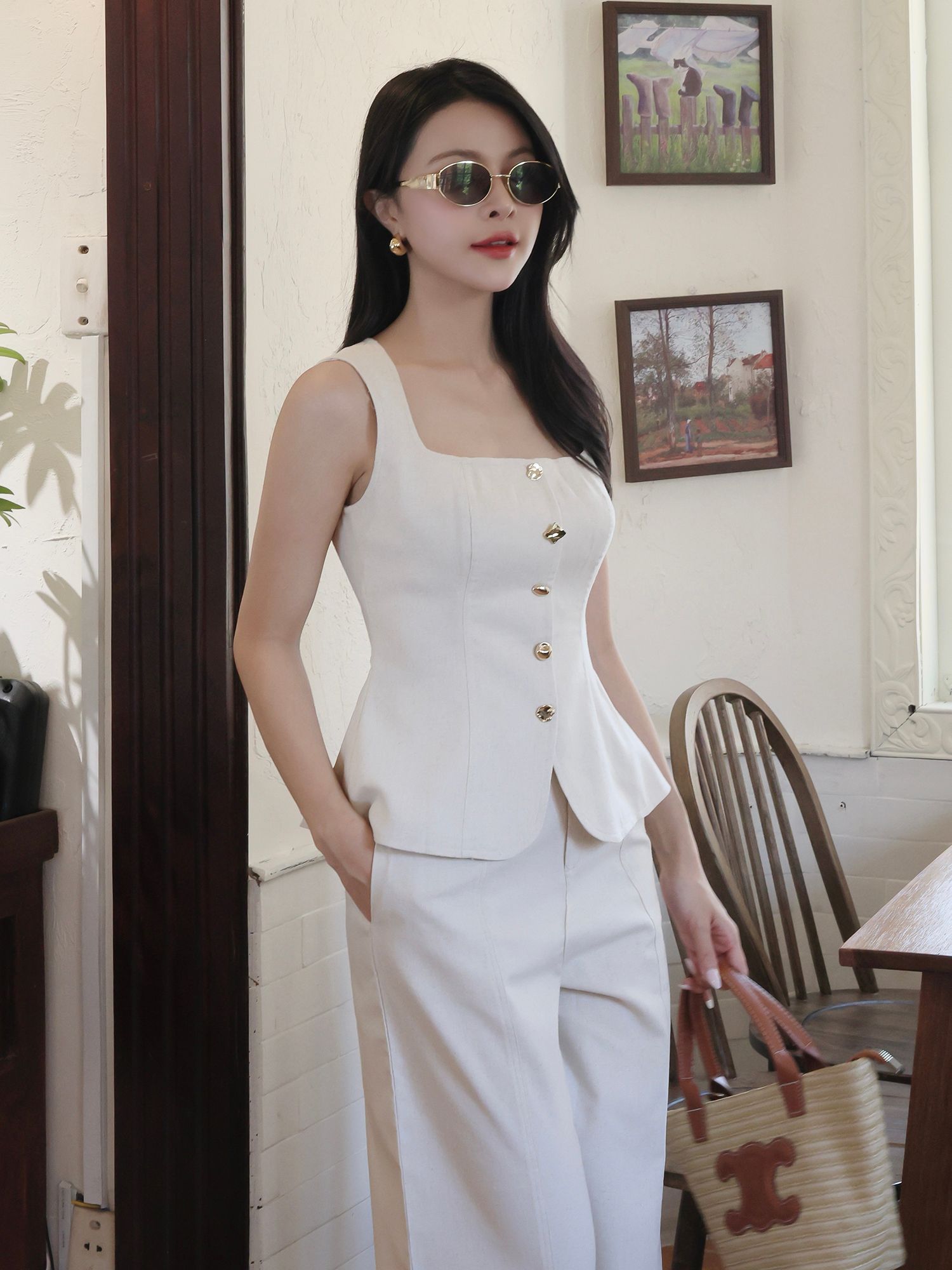 Quần suông dạo phố dài lưng cao Q4428N