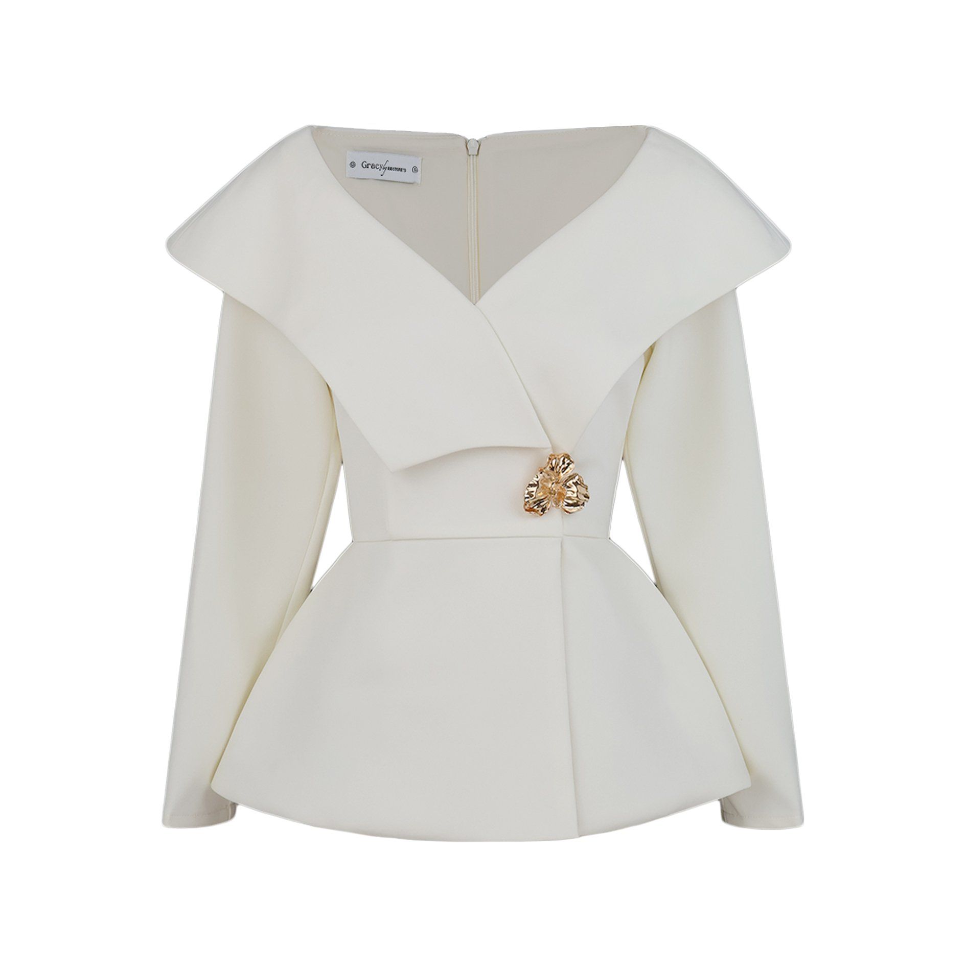 Áo kiểu peplum phối lá cổ bản to – A4305B
