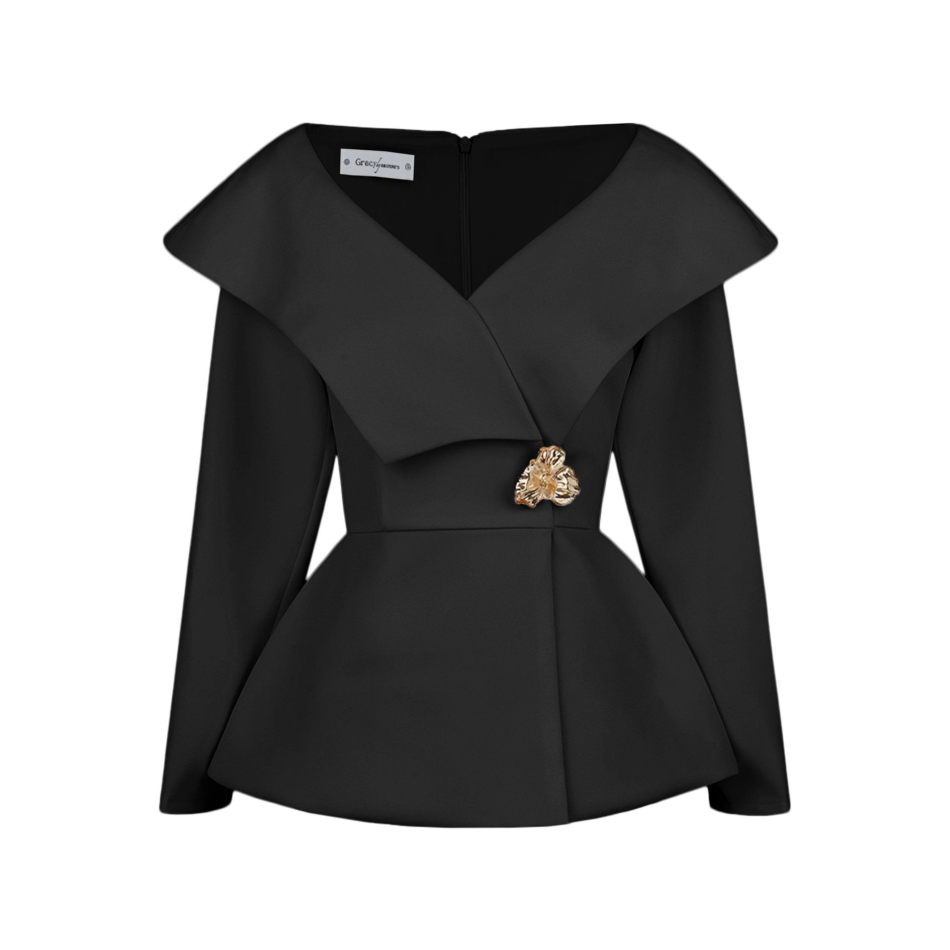 Áo kiểu peplum phối lá cổ bản to – A4305B