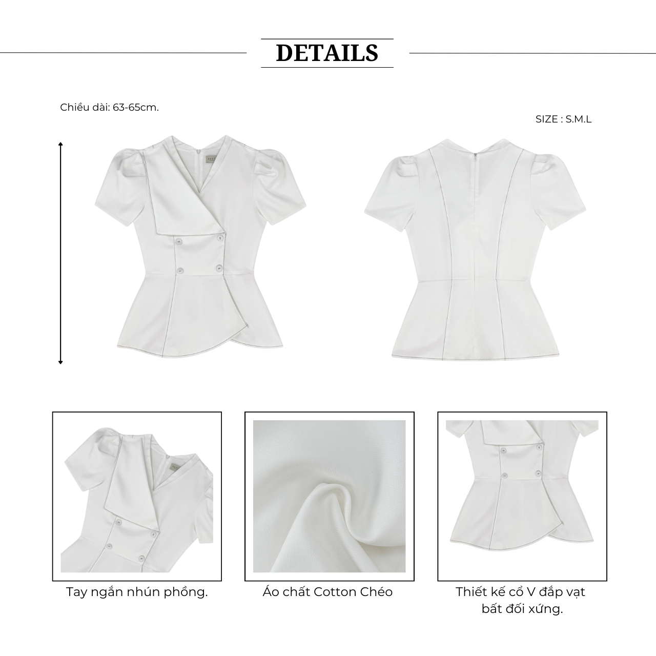 Áo dự tiệc form peplum lá cổ kiểu chất cotton-A3815T