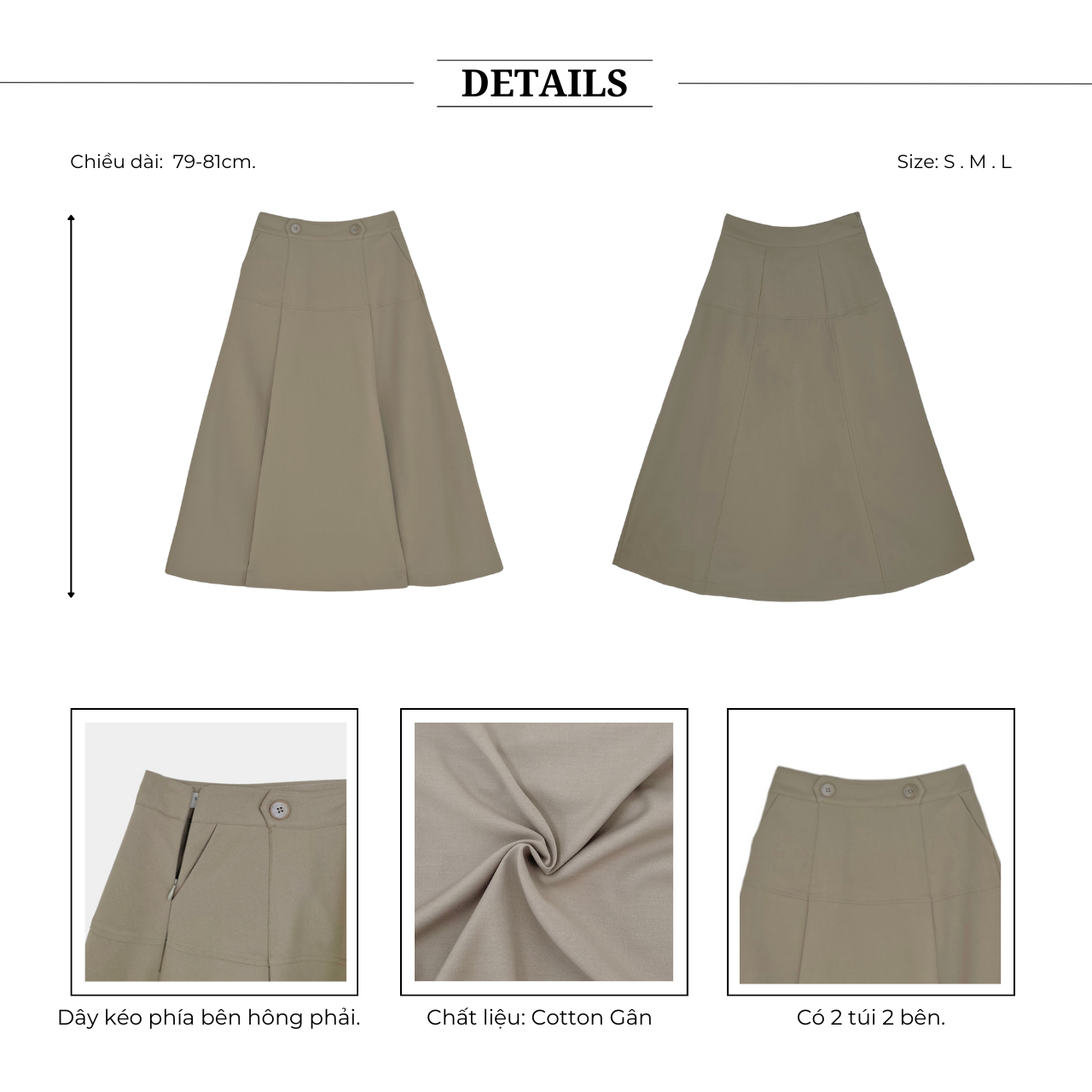 Chân váy dài công sở xòe viền - V3544