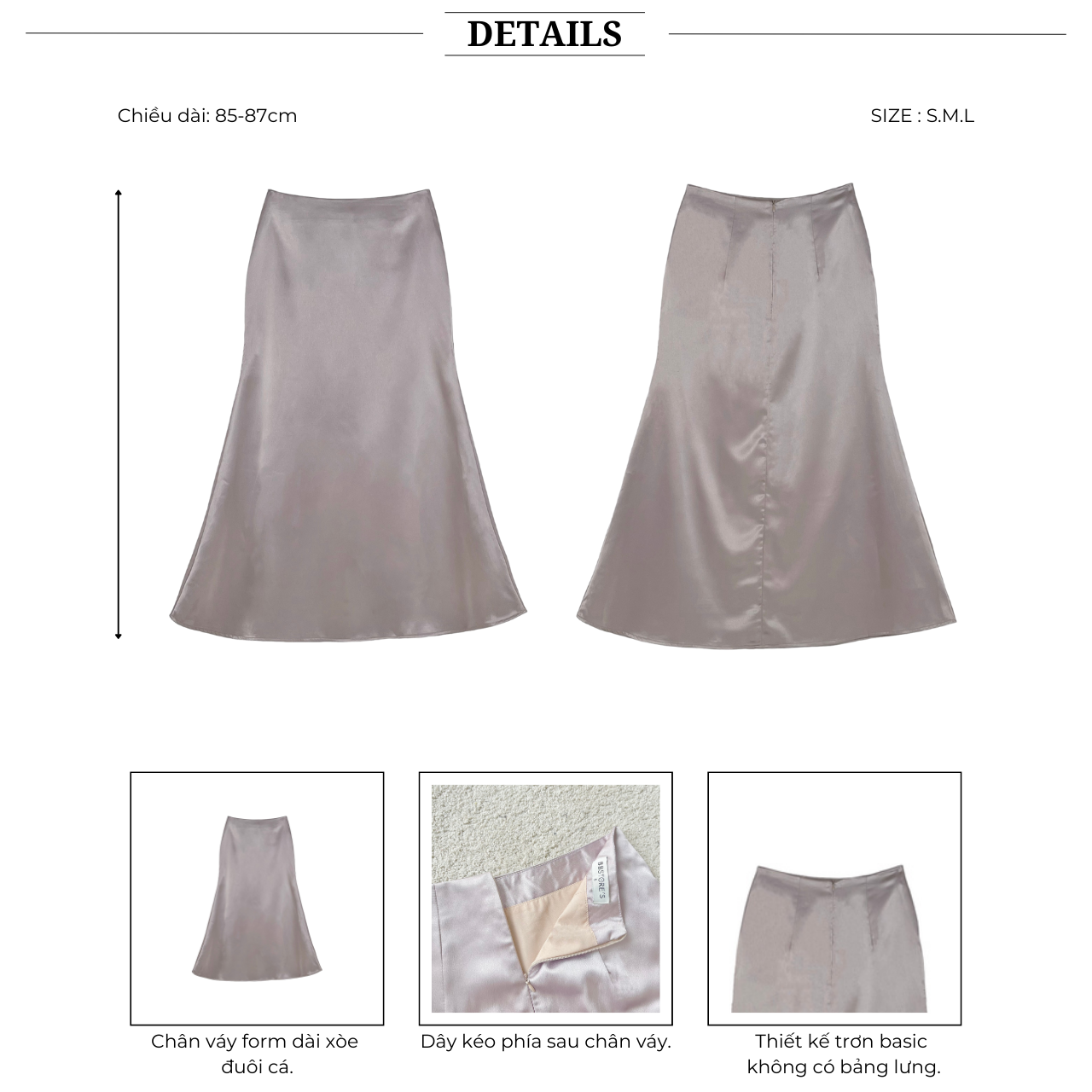 Chân váy lụa form dài - V3578