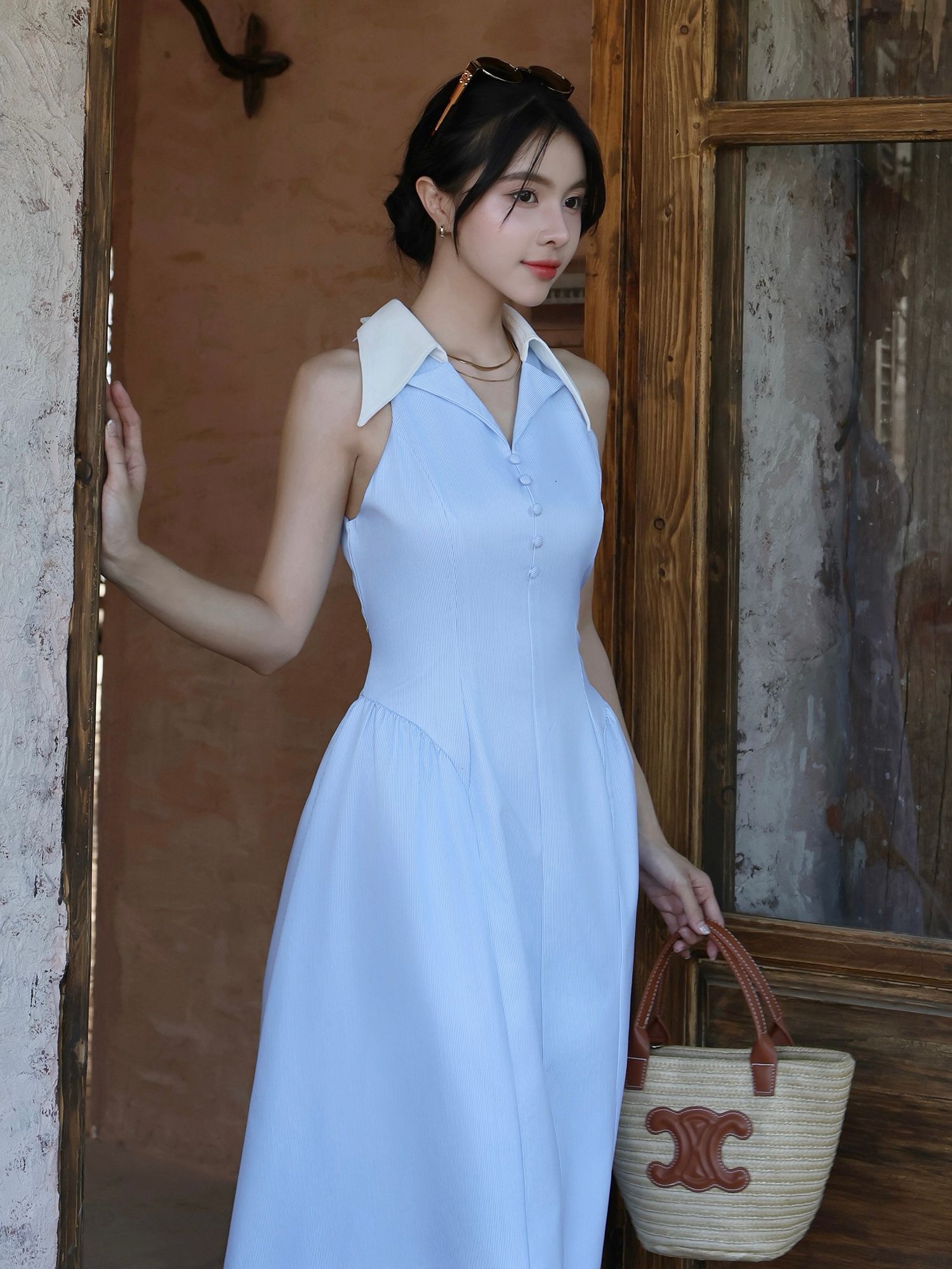 Đầm dài xòe sát nách - D3980T