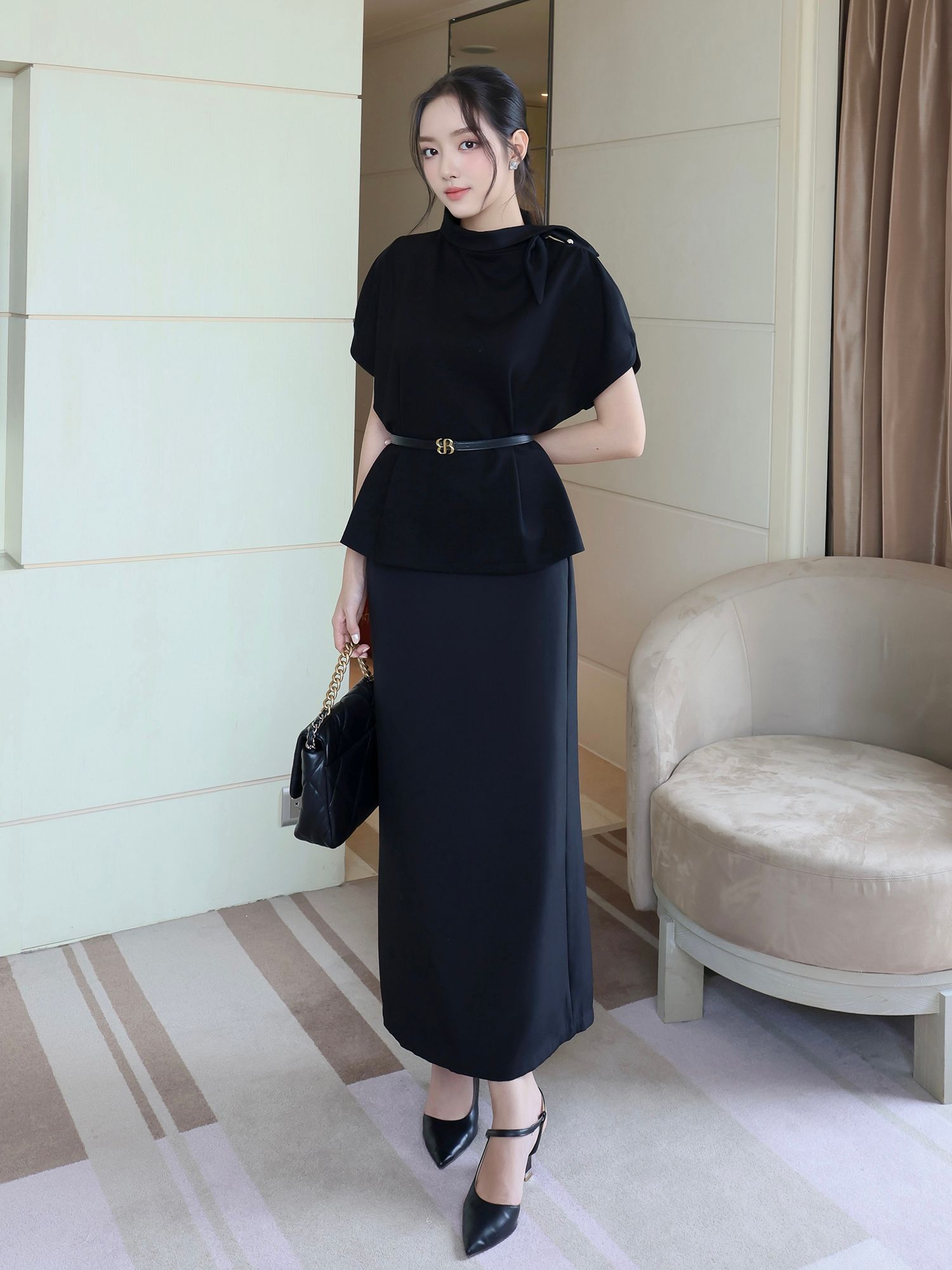Áo kiểu bodin cổ lật form rộng - A4323B