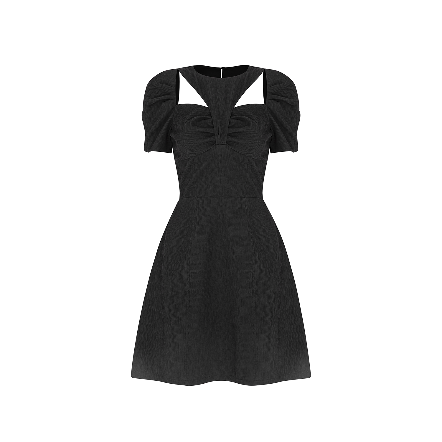Đầm A ngắn nhún ngực cut-out vai - D3761