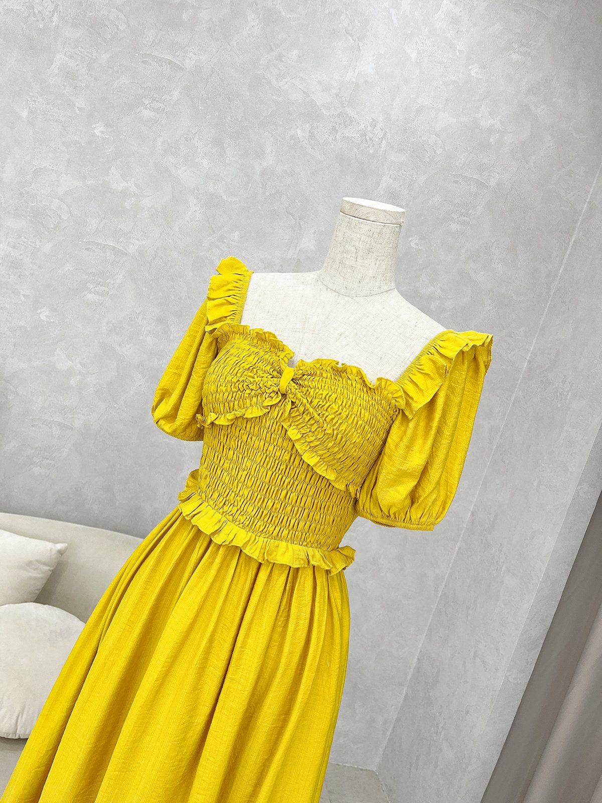 Đầm dài dự tiệc nhún thun chỉ - D1923