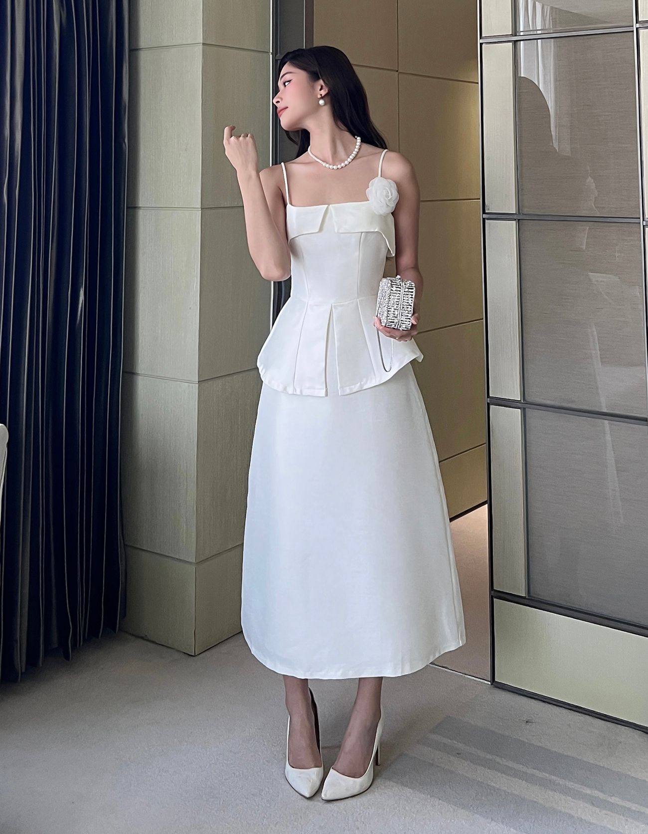Đầm chữ A dài phối áo peplum - D2814