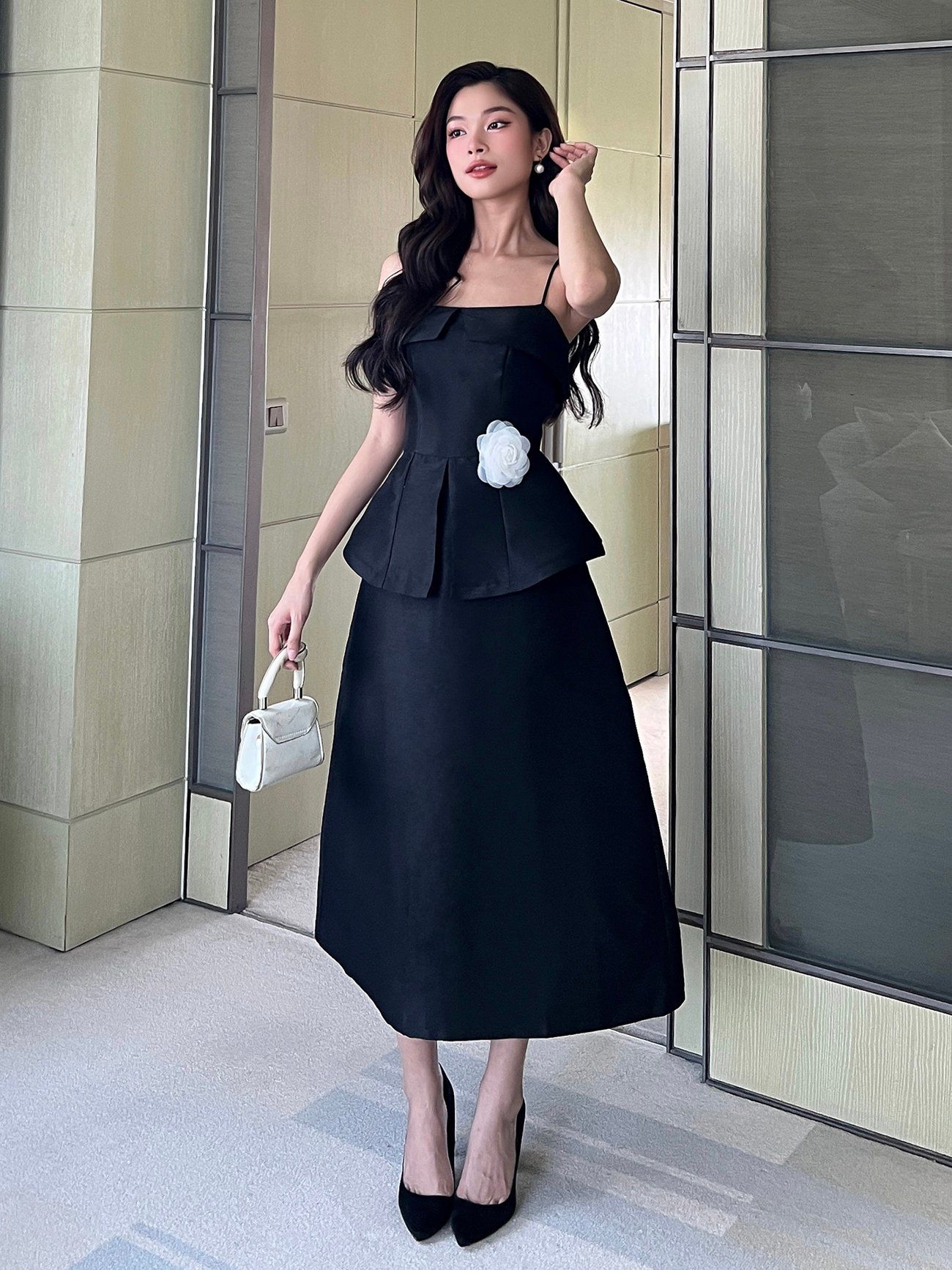 Đầm chữ A dài phối áo peplum - D2814