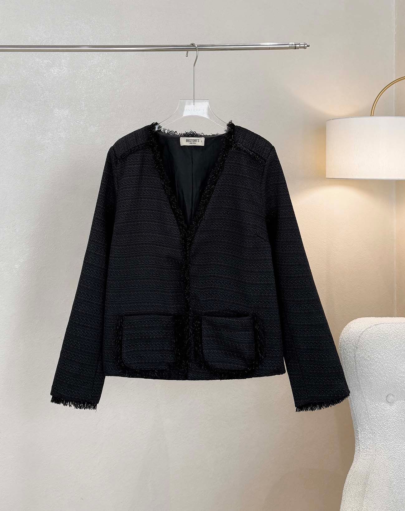 Áo khoác bố dệt viền tua rua - A2892