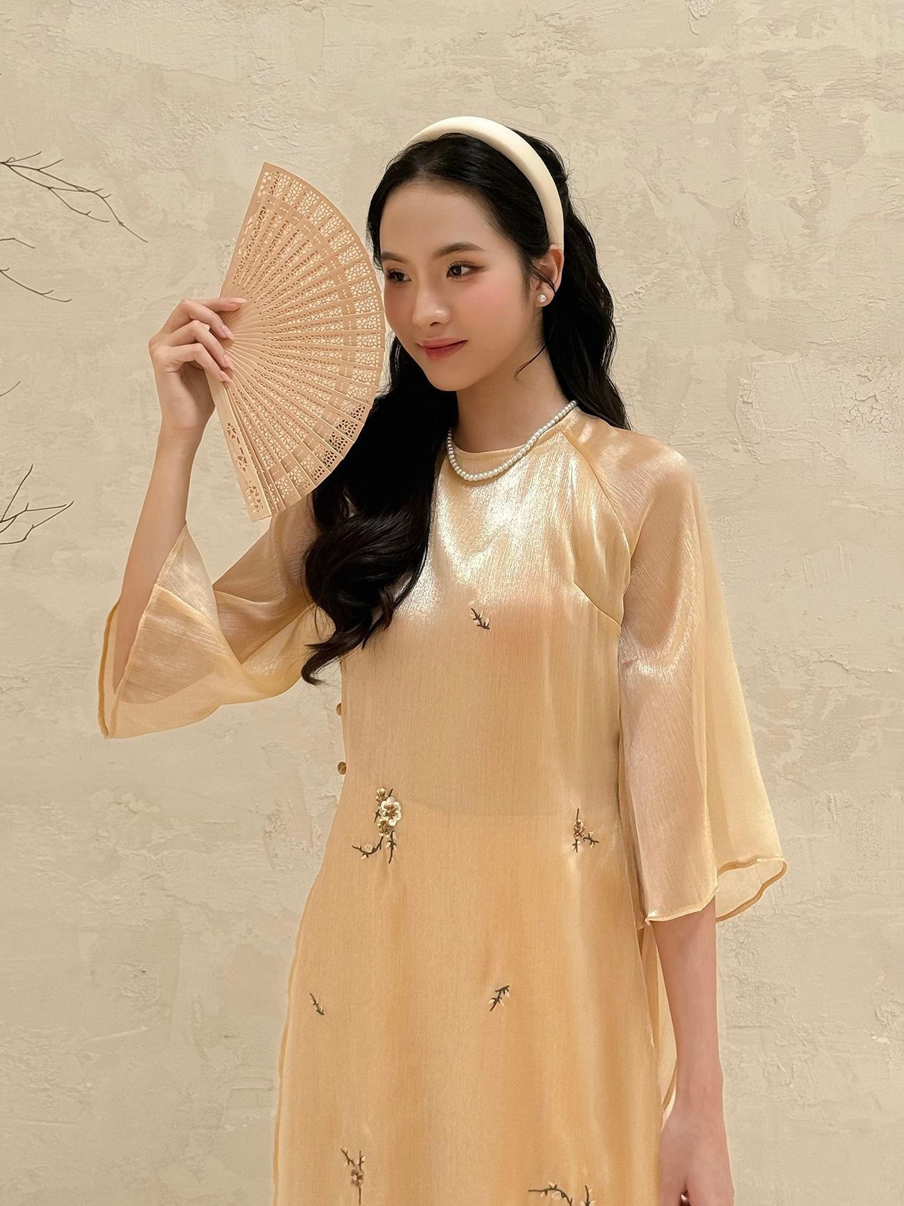 Set áo dài raglan đính đá - K4181A