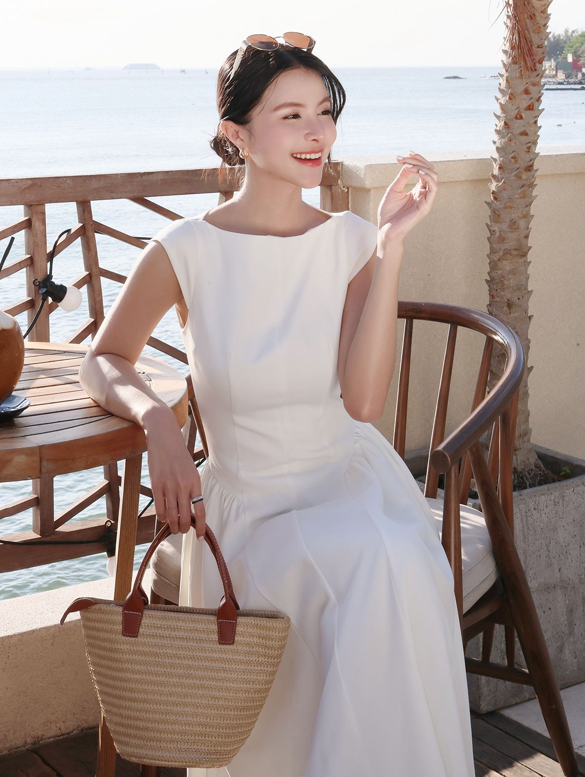 Đầm dài xòe khoét lưng nhún eo - D4327B