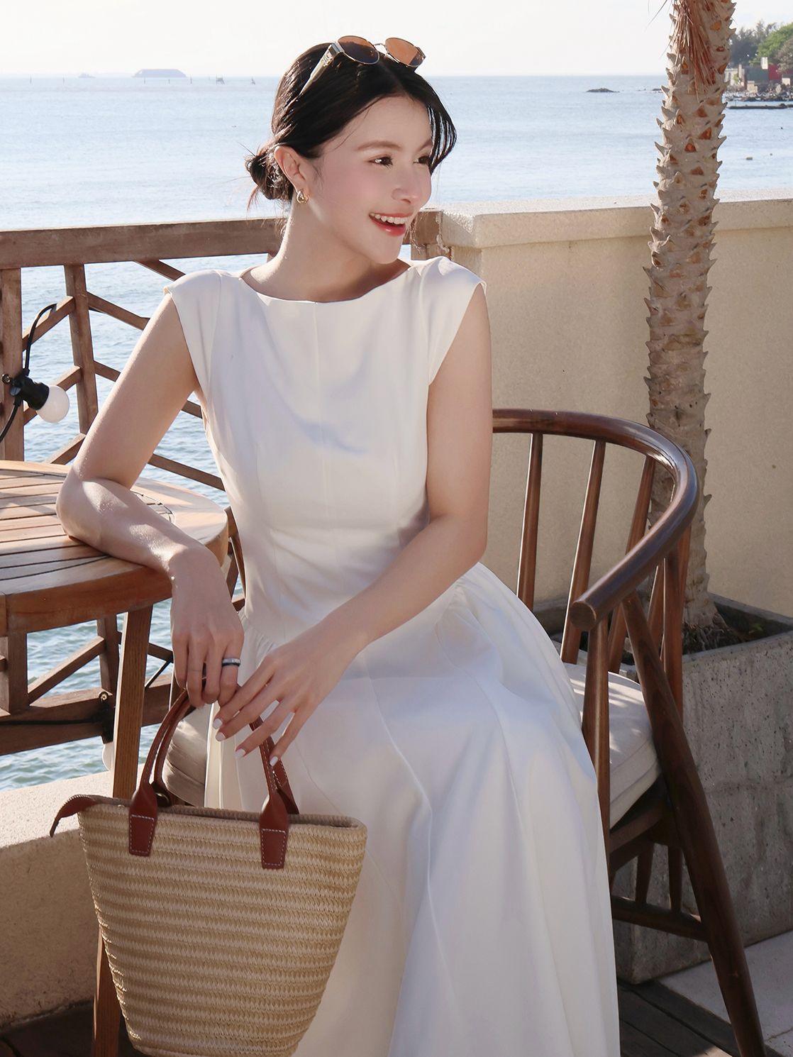 Đầm dài xòe khoét lưng nhún eo - D4327B