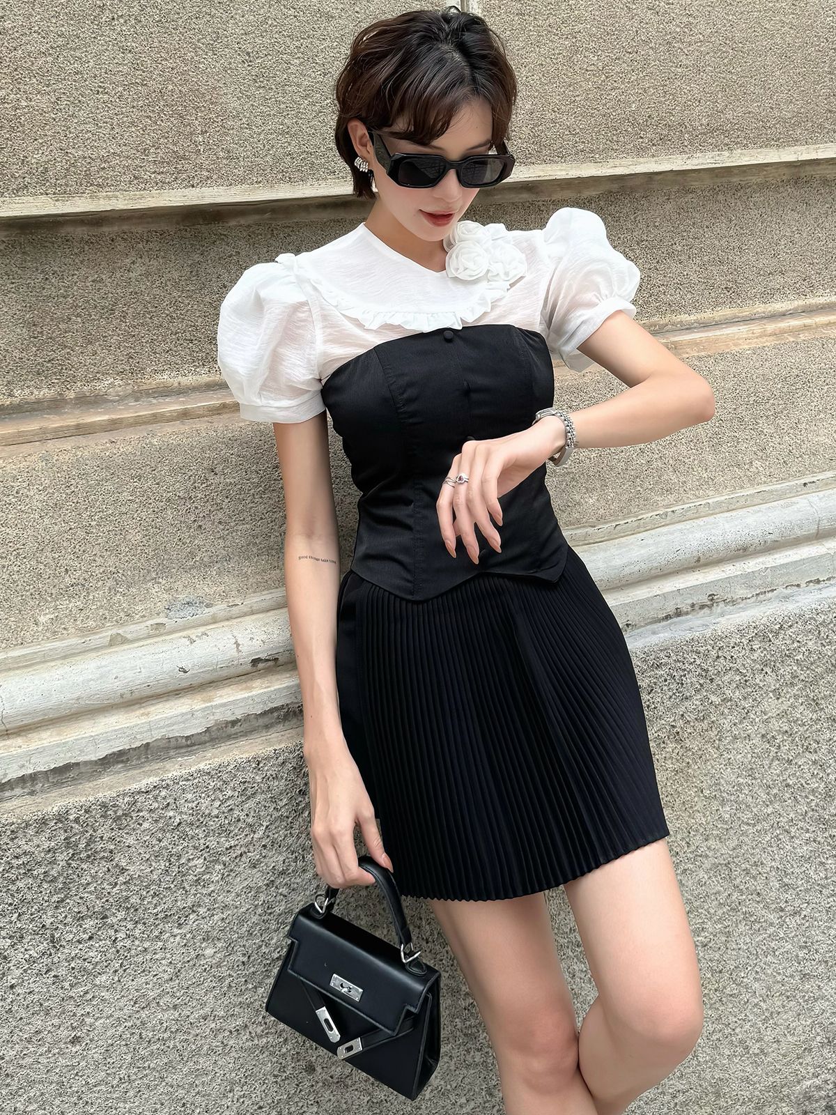 Áo kiểu corset phối lót trắng - A3962B