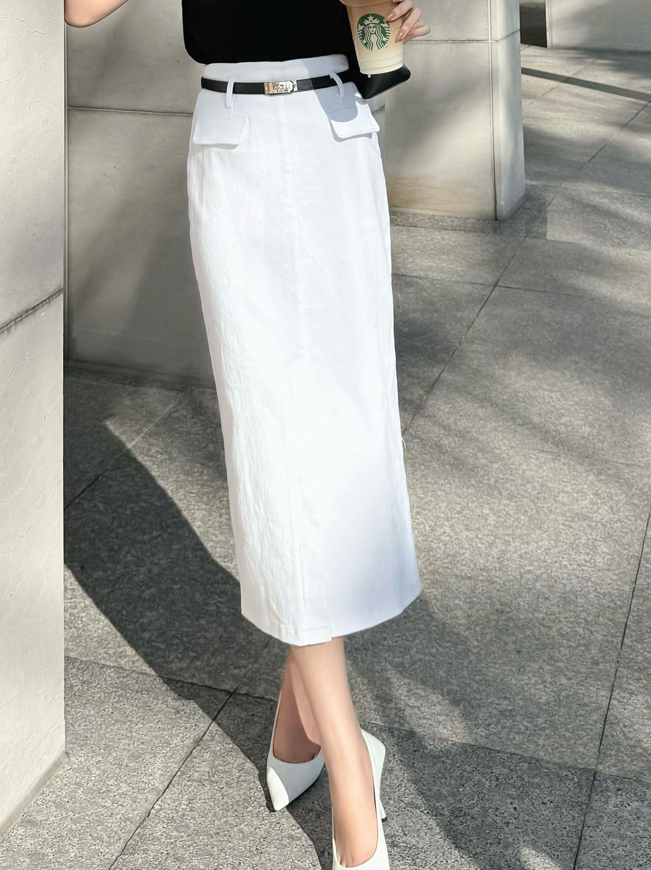 chân váy kaki dáng dài túi hộp - V3779N