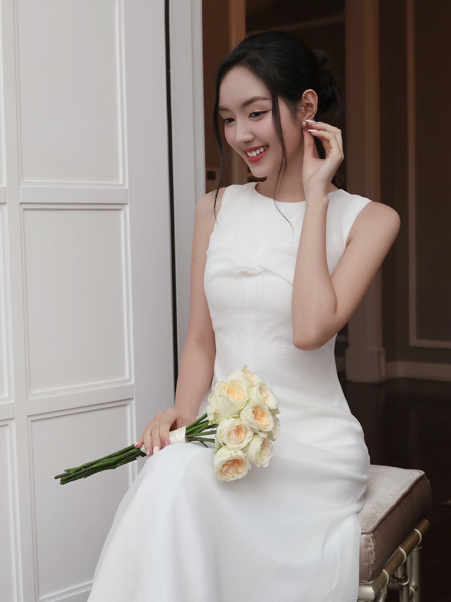 Đầm dự tiệc dài xòe xoắn ngực - D4265B