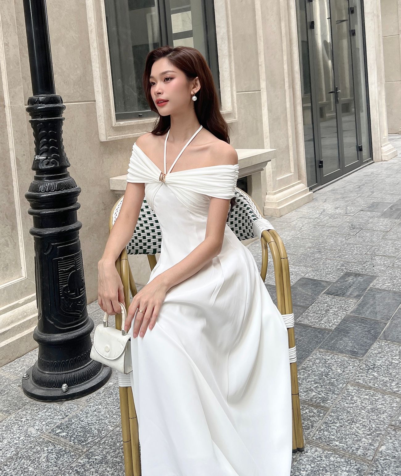 Đầm dự tiệc trễ vai xếp nhún - D2697