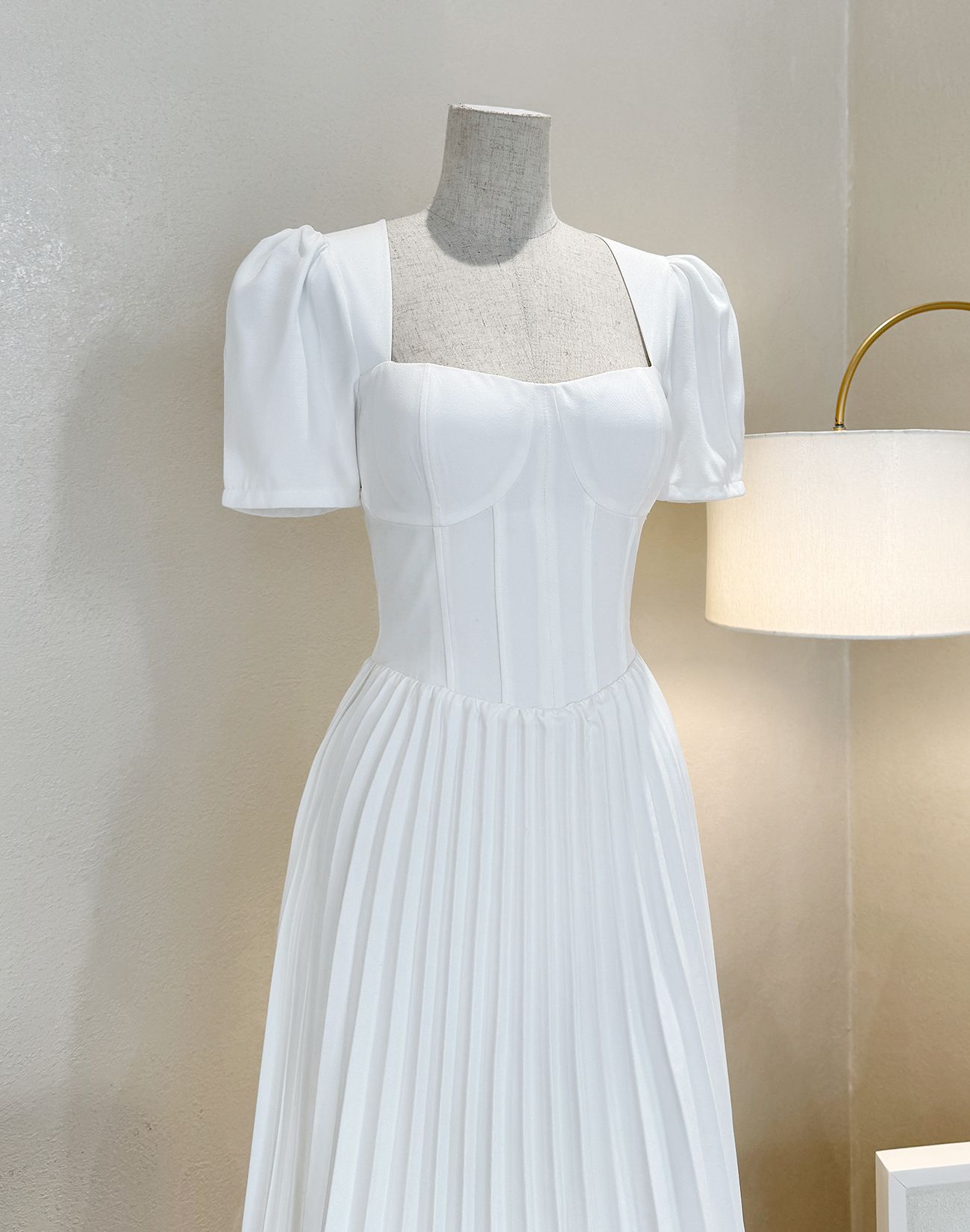 Đầm xòe phối Xếp ly dáng dài -D3128