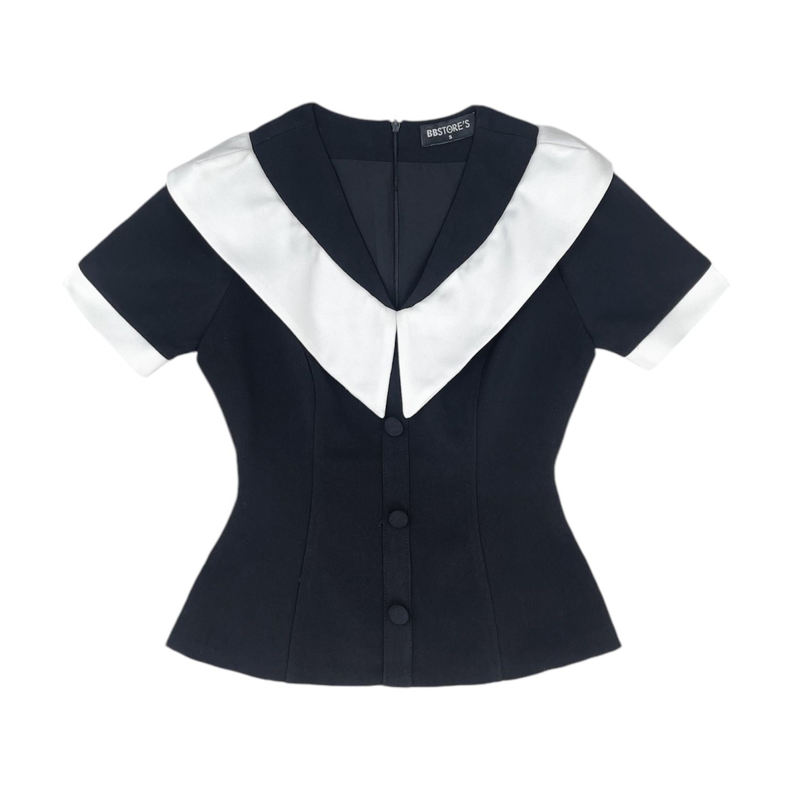 Áo kiểu peplum cổ V vạt trắng - A4107A