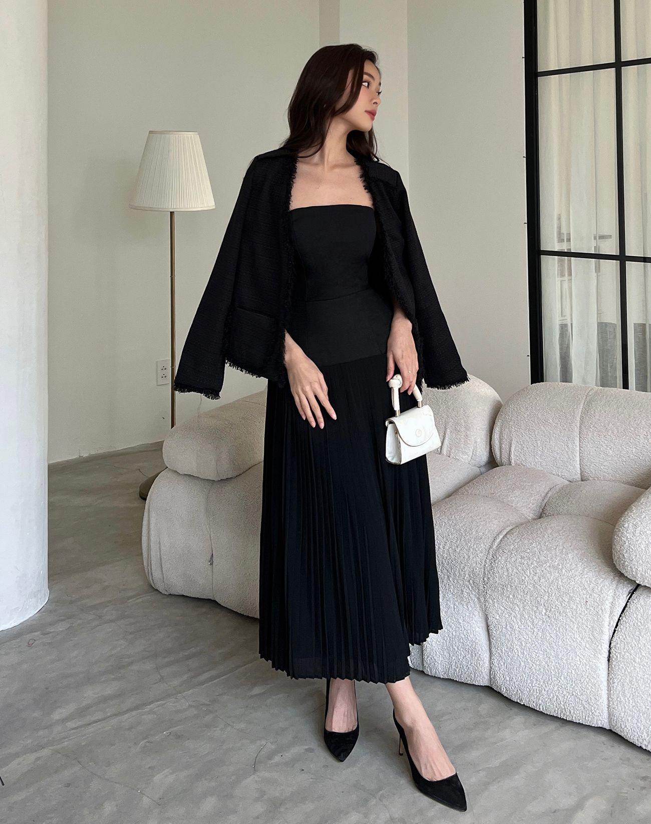 Áo khoác bố dệt viền tua rua - A2892