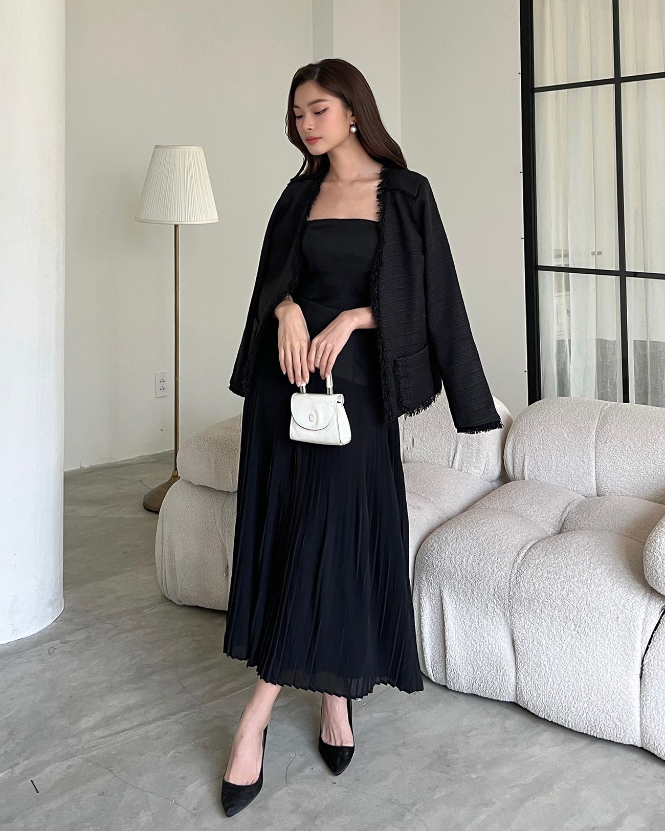 Áo khoác bố dệt viền tua rua - A2892