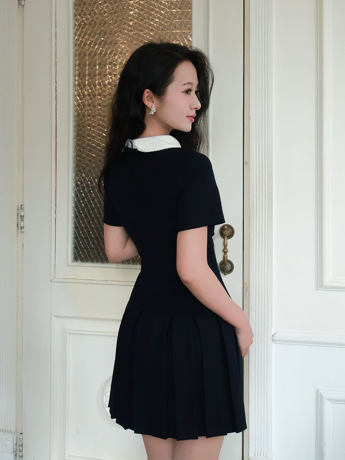 Đầm dạo phố ngắn cotton xếp li D4351A