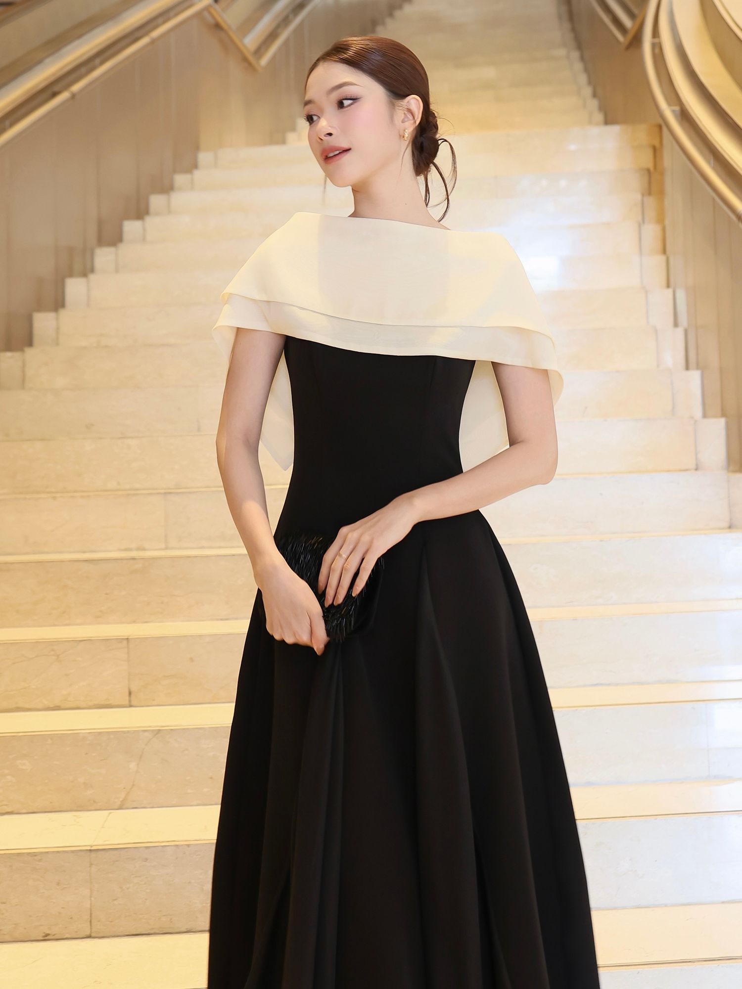 Đầm 2 dây tiệc dài cotton kèm áo D4325B