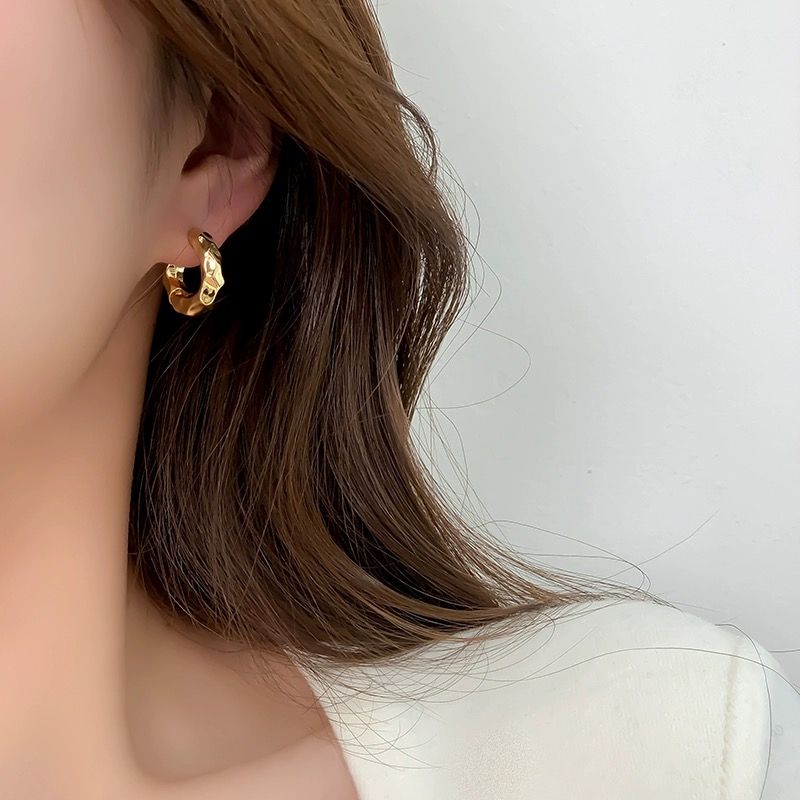 Bông tai nữ viền gợn sóng-E12