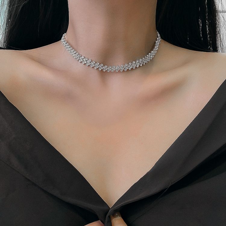 Dây chuyền nữ choker đính đá-N01