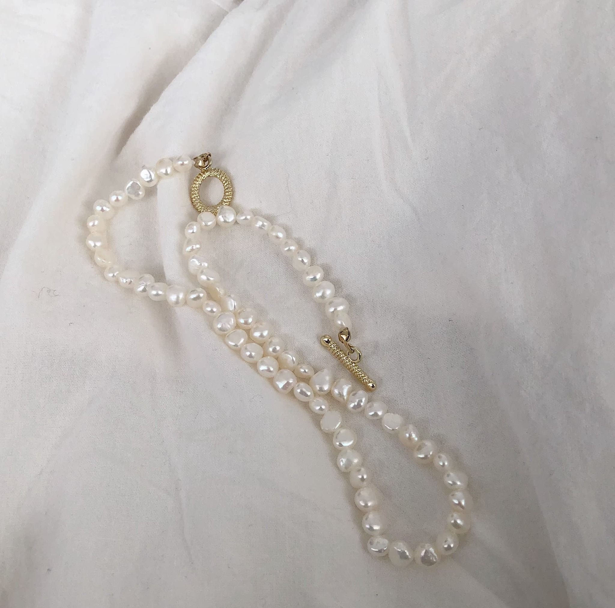 Dây chuyền nữ choker ngọc trai thô nước ngọt-N11
