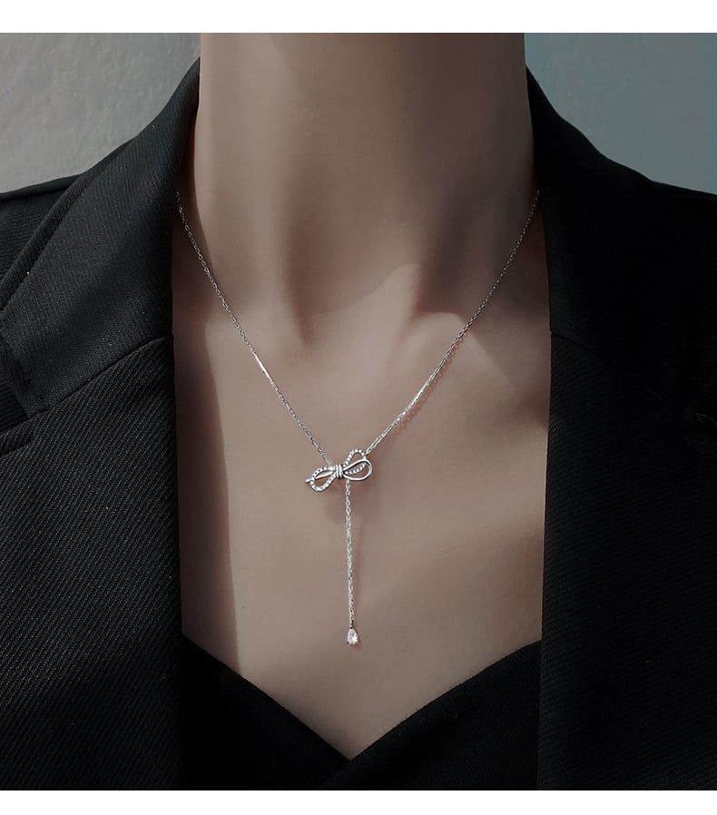 Dây chuyền nữ choker hình nơ dài-N08