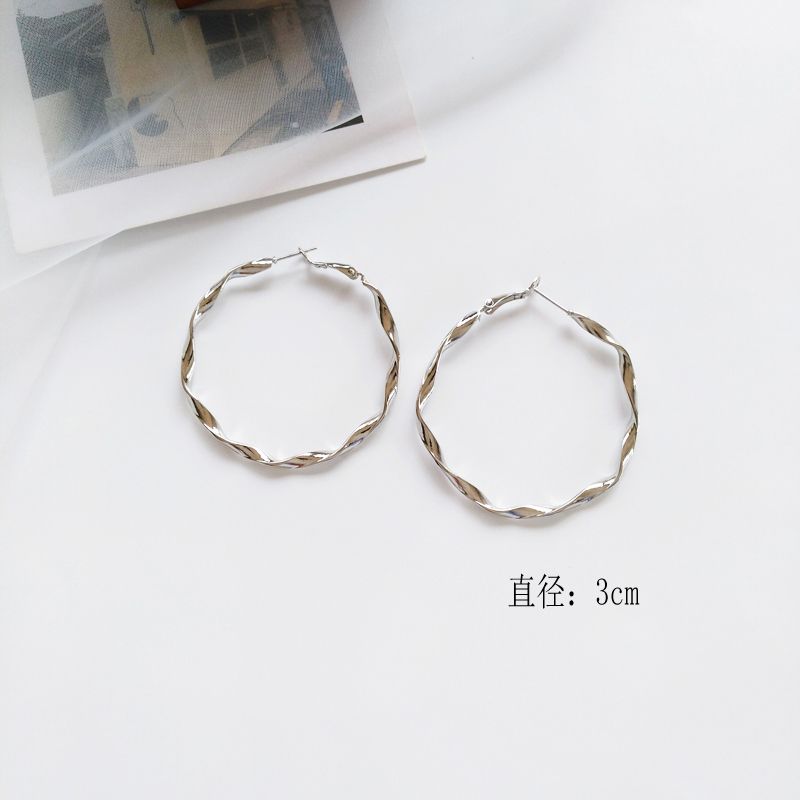 Bông tai khoen tròn dạng xoắn-E04