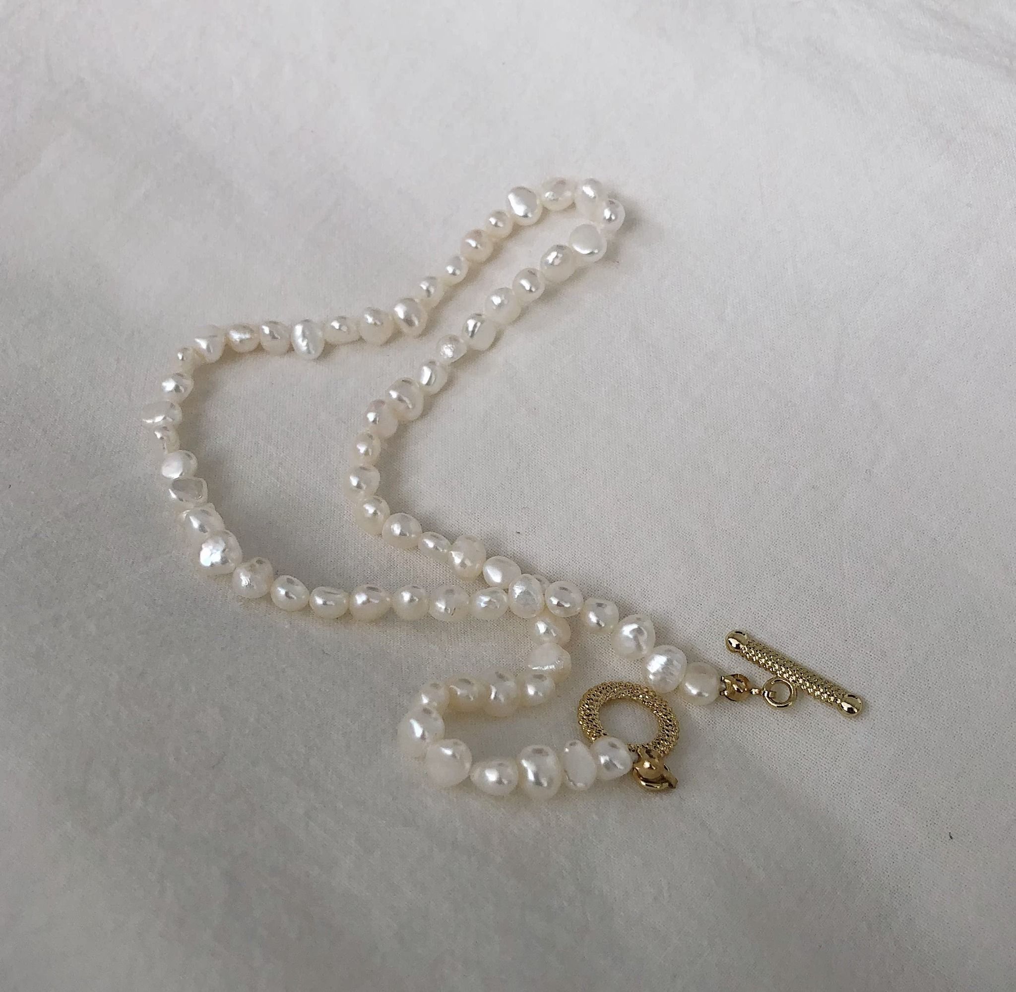 Dây chuyền nữ choker ngọc trai thô nước ngọt-N11