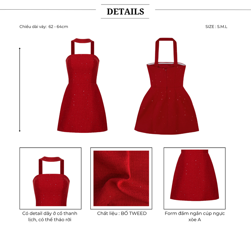 Đầm chữ A ngắn phối dây choàng - D4215A
