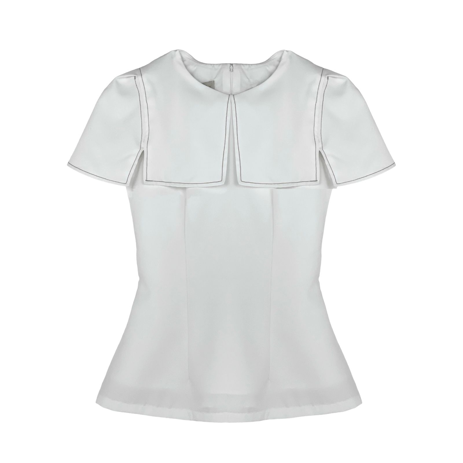 Áo kiểu peplum cổ cape viền chỉ - A2186