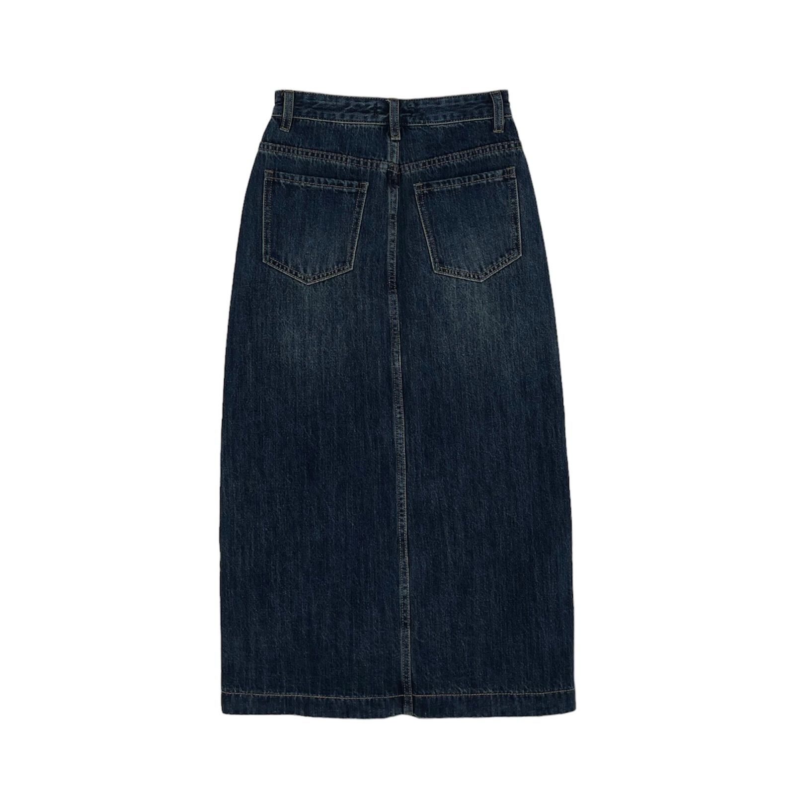 Chân váy jean form dài xẻ trước - V3488