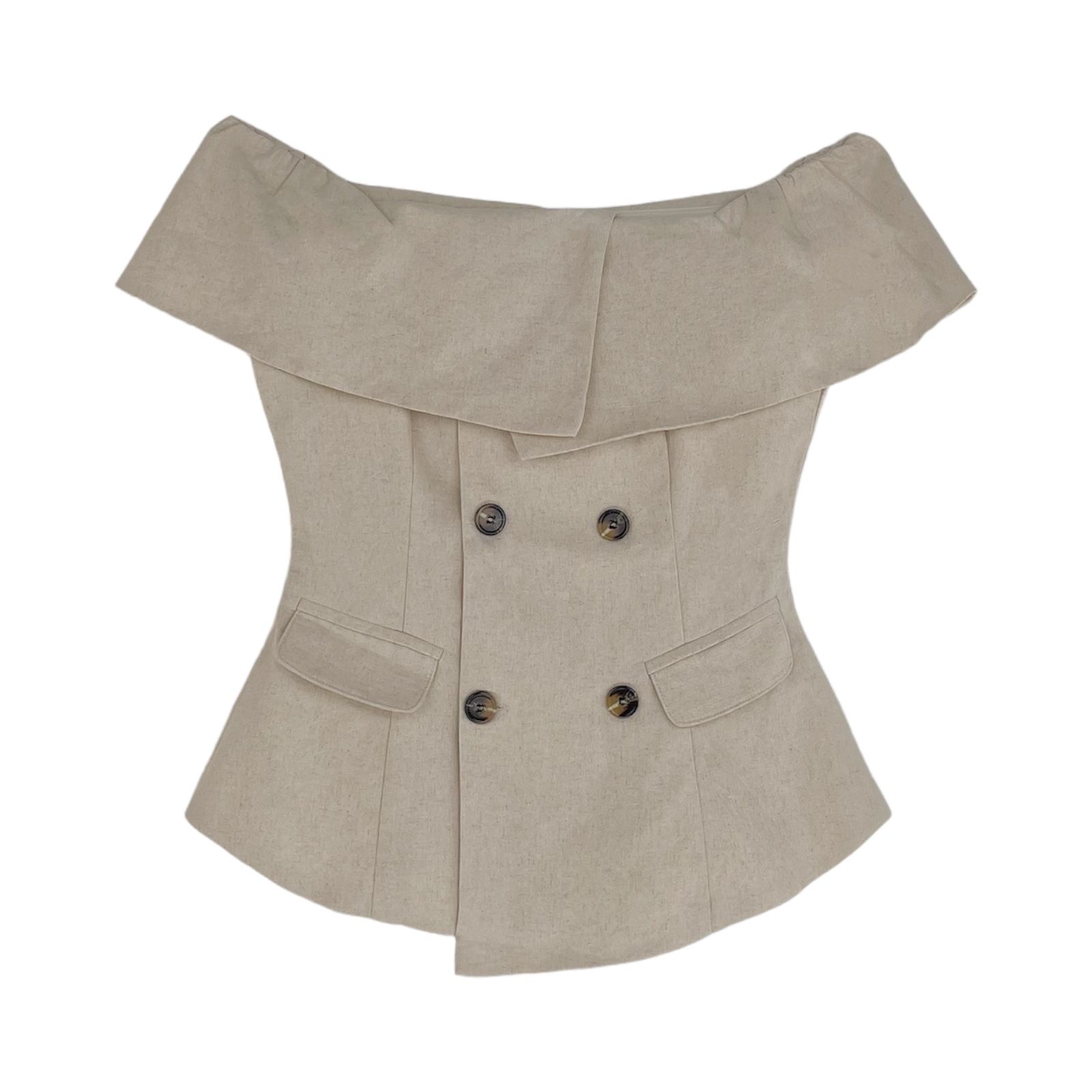 Áo kiểu peplum trễ vai bản to - A2402