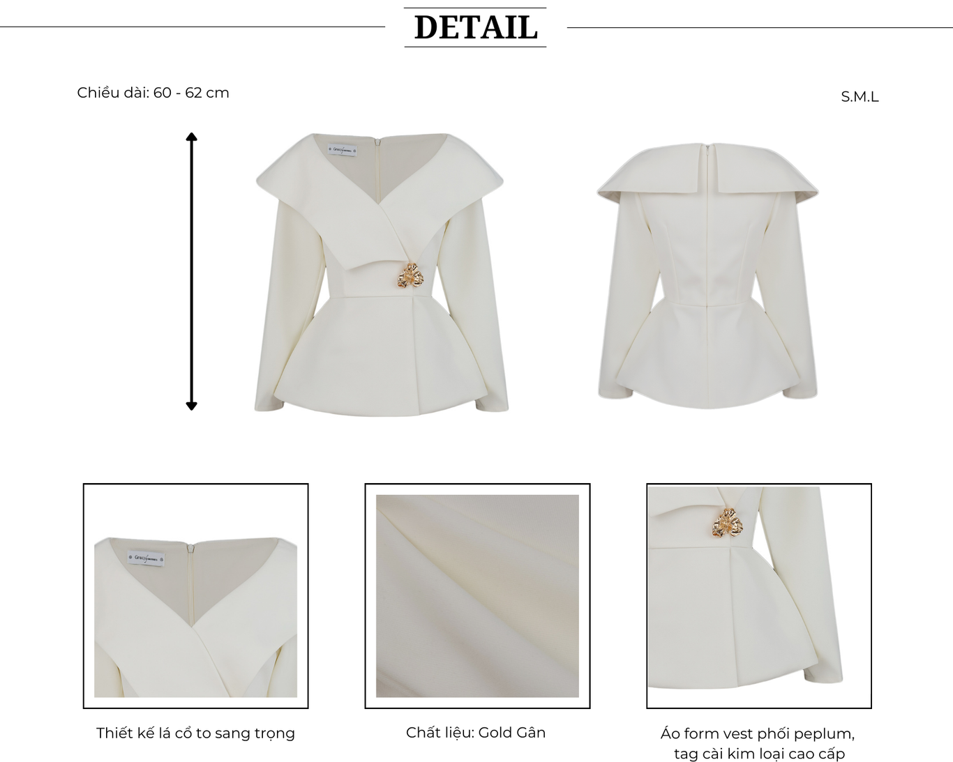 Áo kiểu peplum phối lá cổ bản to – A4305B