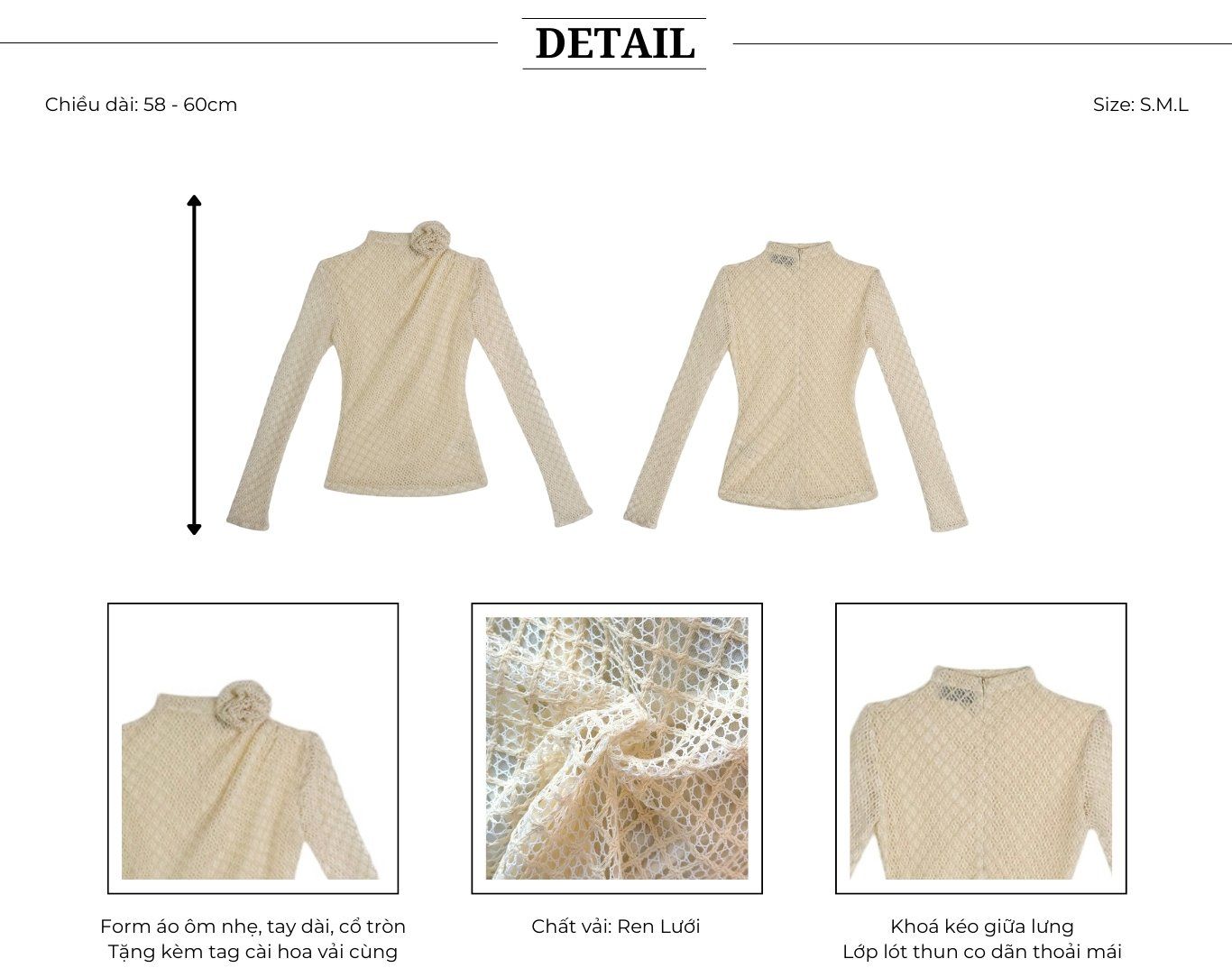Áo kiểu tiệc cotton lưới kèm hoa A4373N