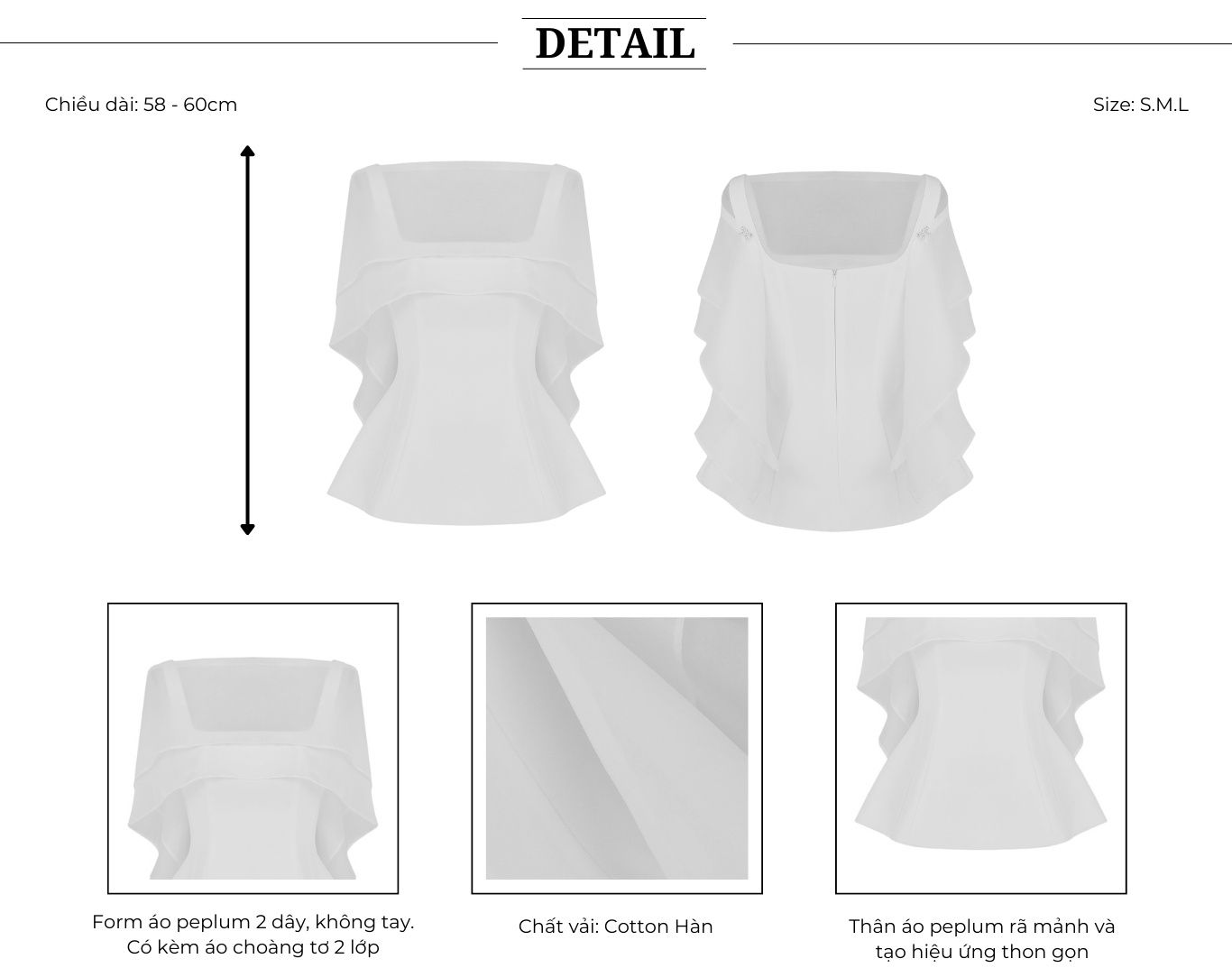 Áo kiểu tiệc cotton peplum A4371A