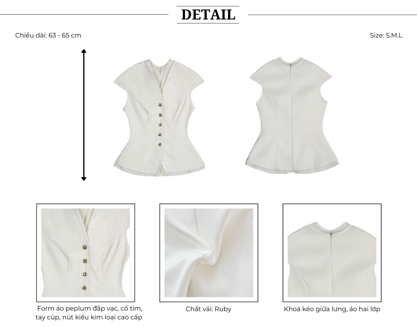 Áo kiểu tiệc peplum kết nút kiểu A4425B