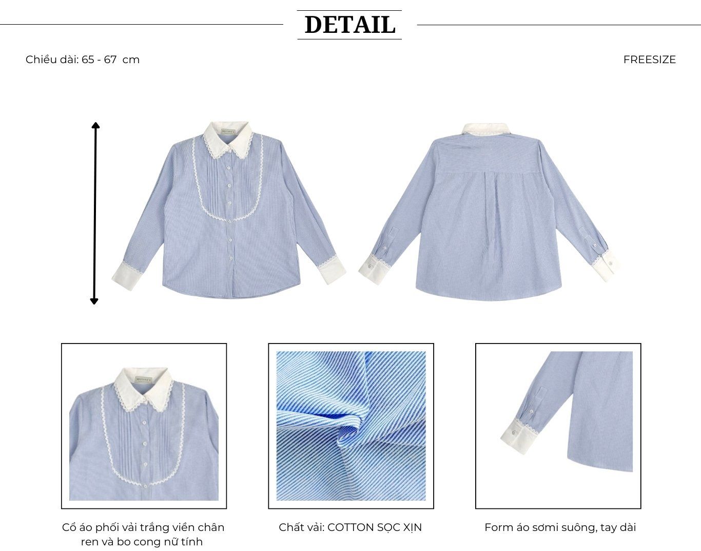 Áo sơ mi công sở cotton sọc xanh A4354T