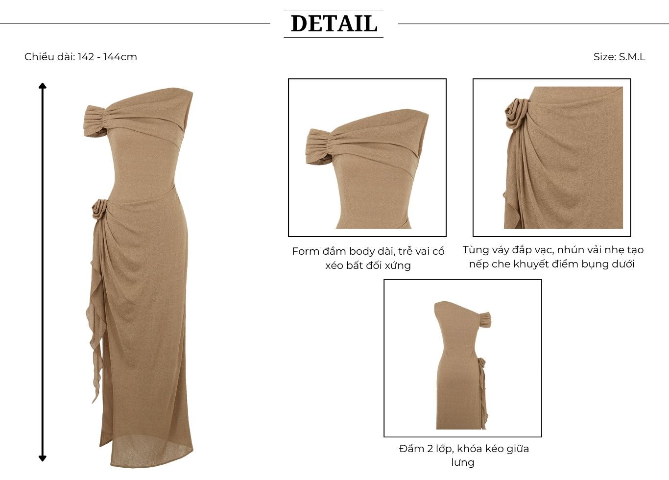 Đầm body tiệc dài thun giấy D4374T