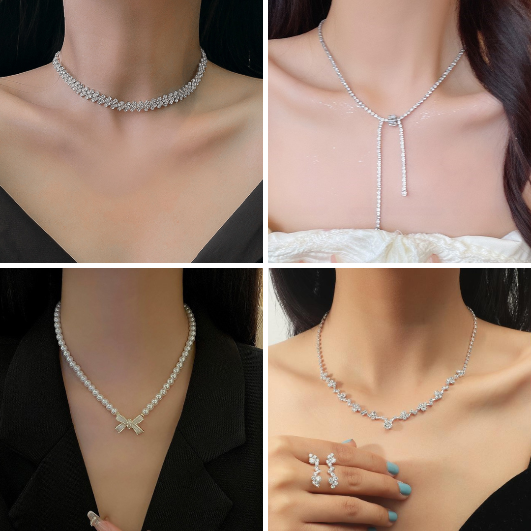 Dây chuyền nữ choker đính đá-N01