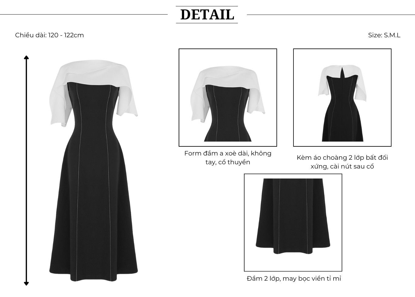 Đầm xoè tiệc dài cotton cổ thuyền D4331A