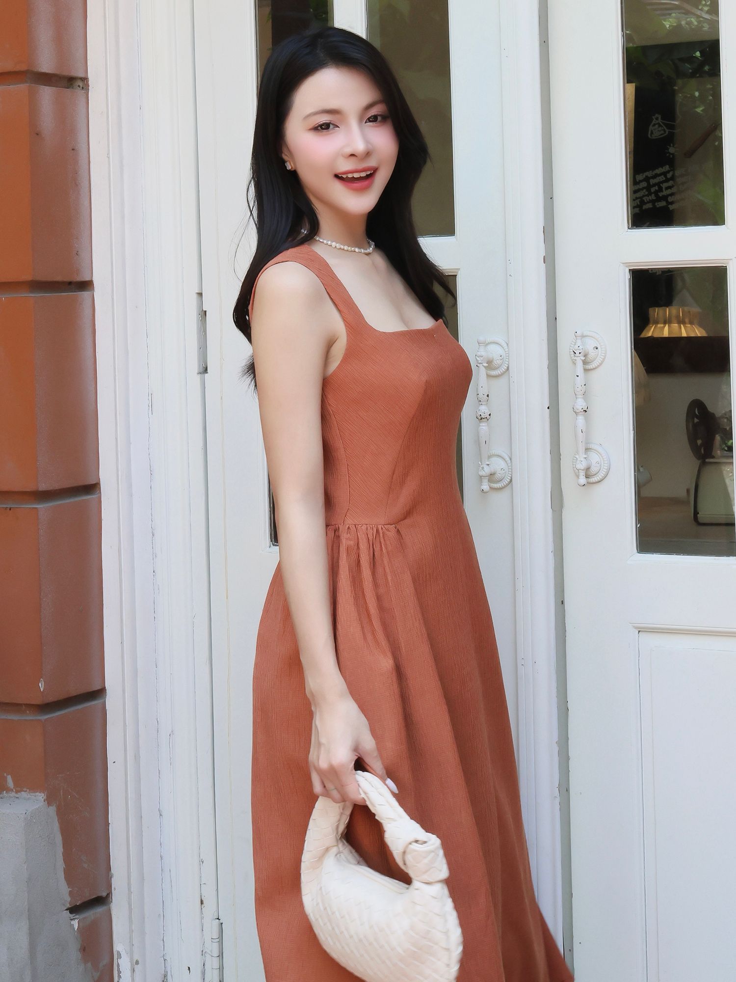Đầm xòe dài dạo phố cổ vuông D4387B
