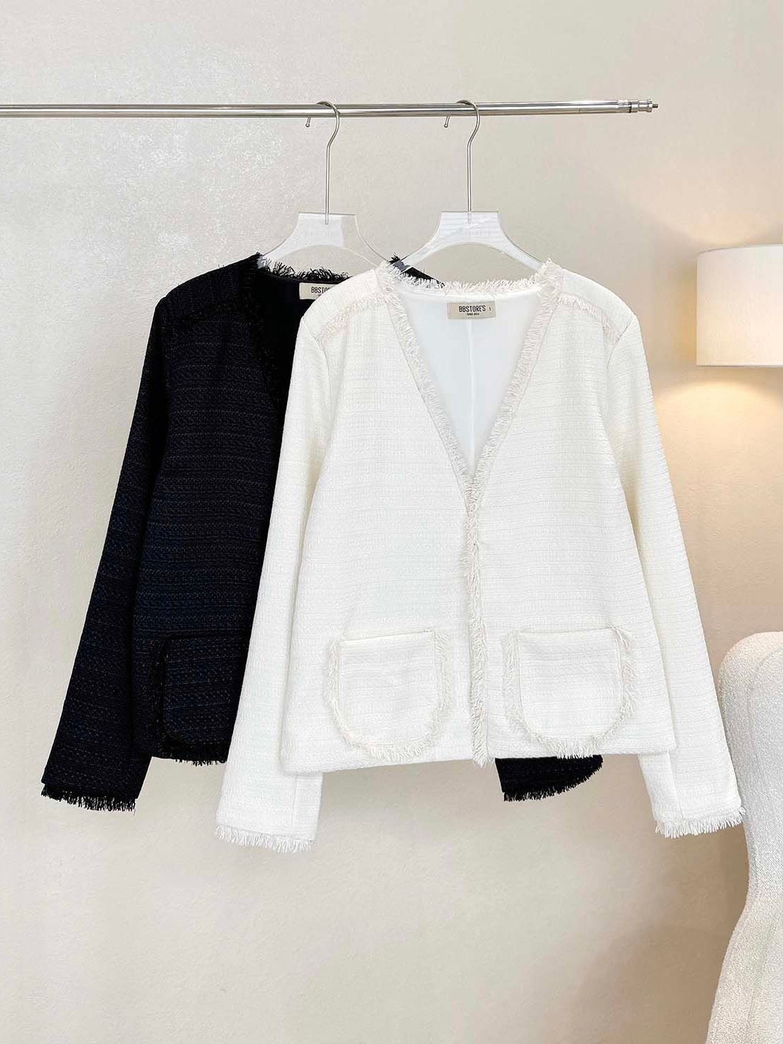 Áo khoác bố dệt viền tua rua - A2892