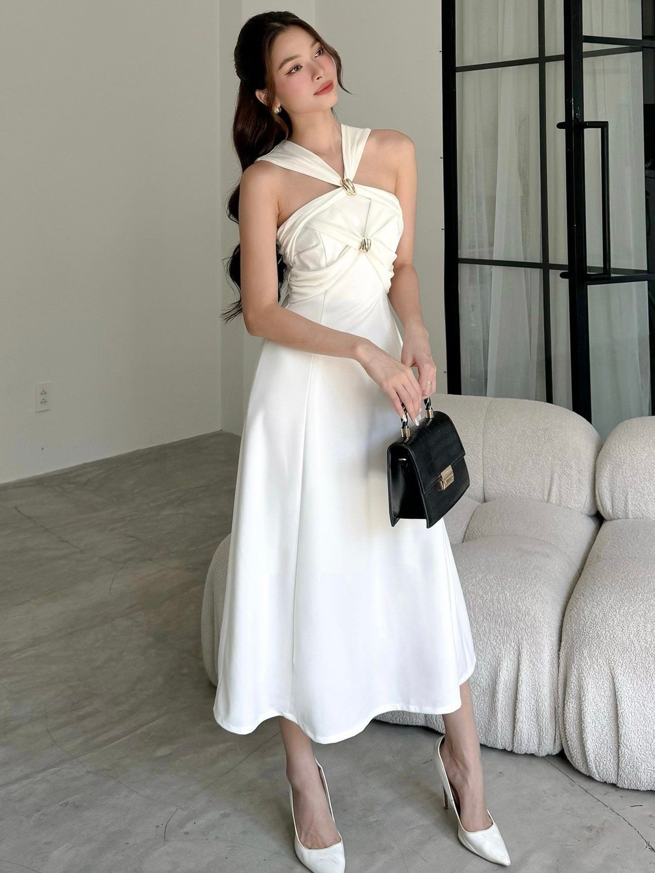 Đầm dài dự tiệc phối kiểu ngực - D3465