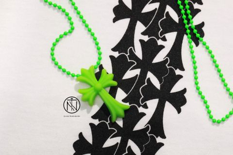 chrome hearts 20th anniversary silicone green necklace